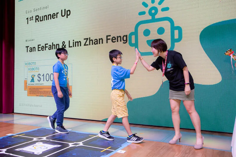 CodeFest Eco Sentinel 1st Runner Up high-five celebration