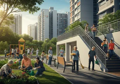 Community helpers in Singapore neighbourhood